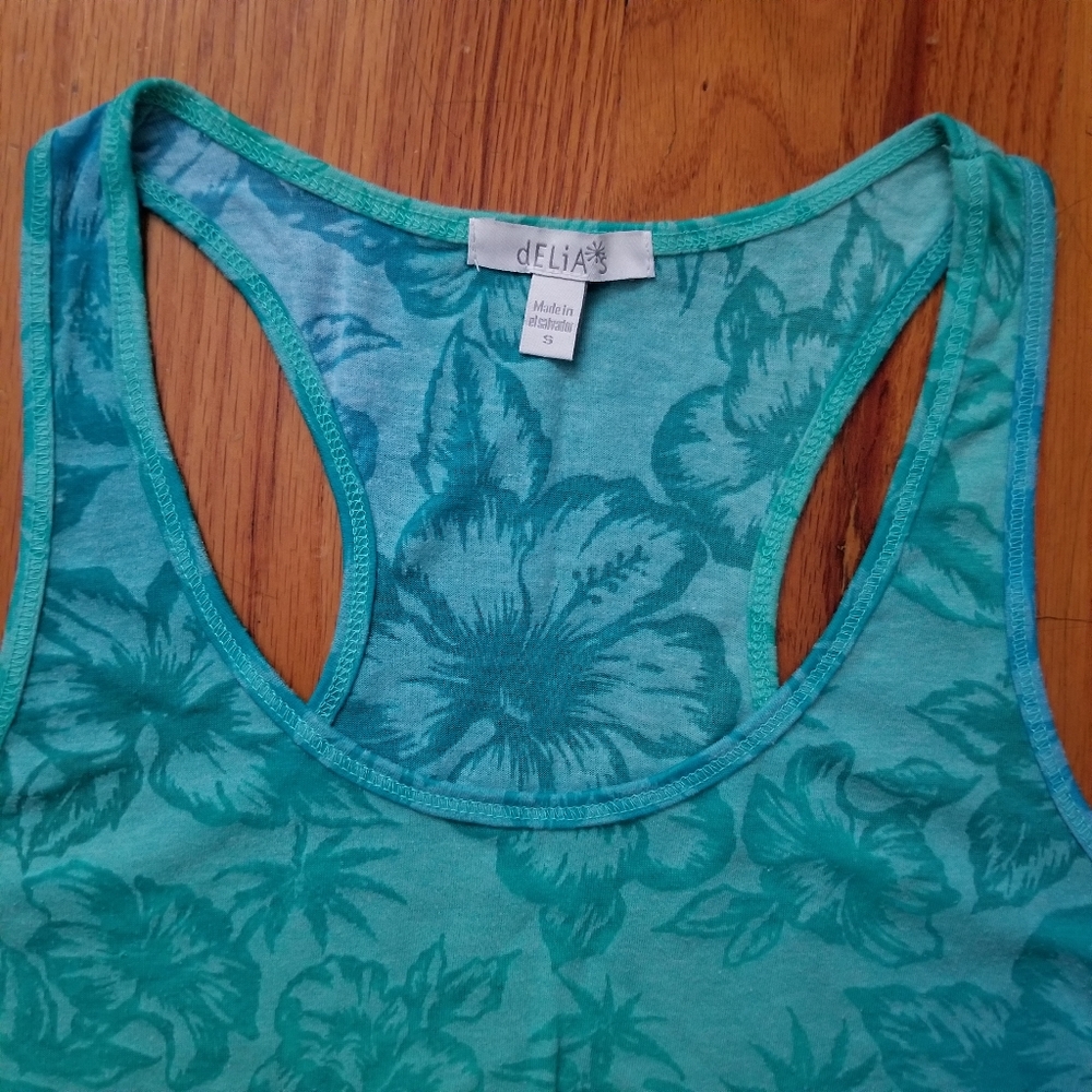 BOGO 🌿 dELiA*s Teal Green Ombre Hawaiian Tank - Picture 3 of 4